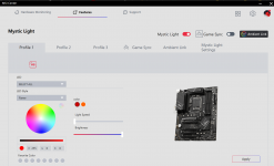 Mystic Light won't change the LED pattern on msi CODEX R 13NUD-064US ...